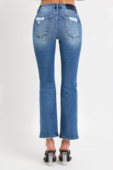 RISEN Women's Mid Rise Ankle Straight Jeans with Pockets - Stylish & Comfortable Denim